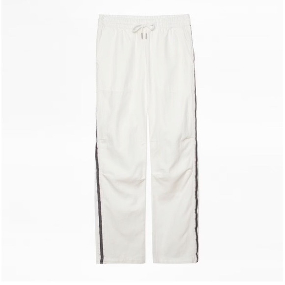 Zadig&Voltaire Parco Trousers Pants Track Streetwear Blokecore Tuxedo White Sz L - Picture 4 of 15